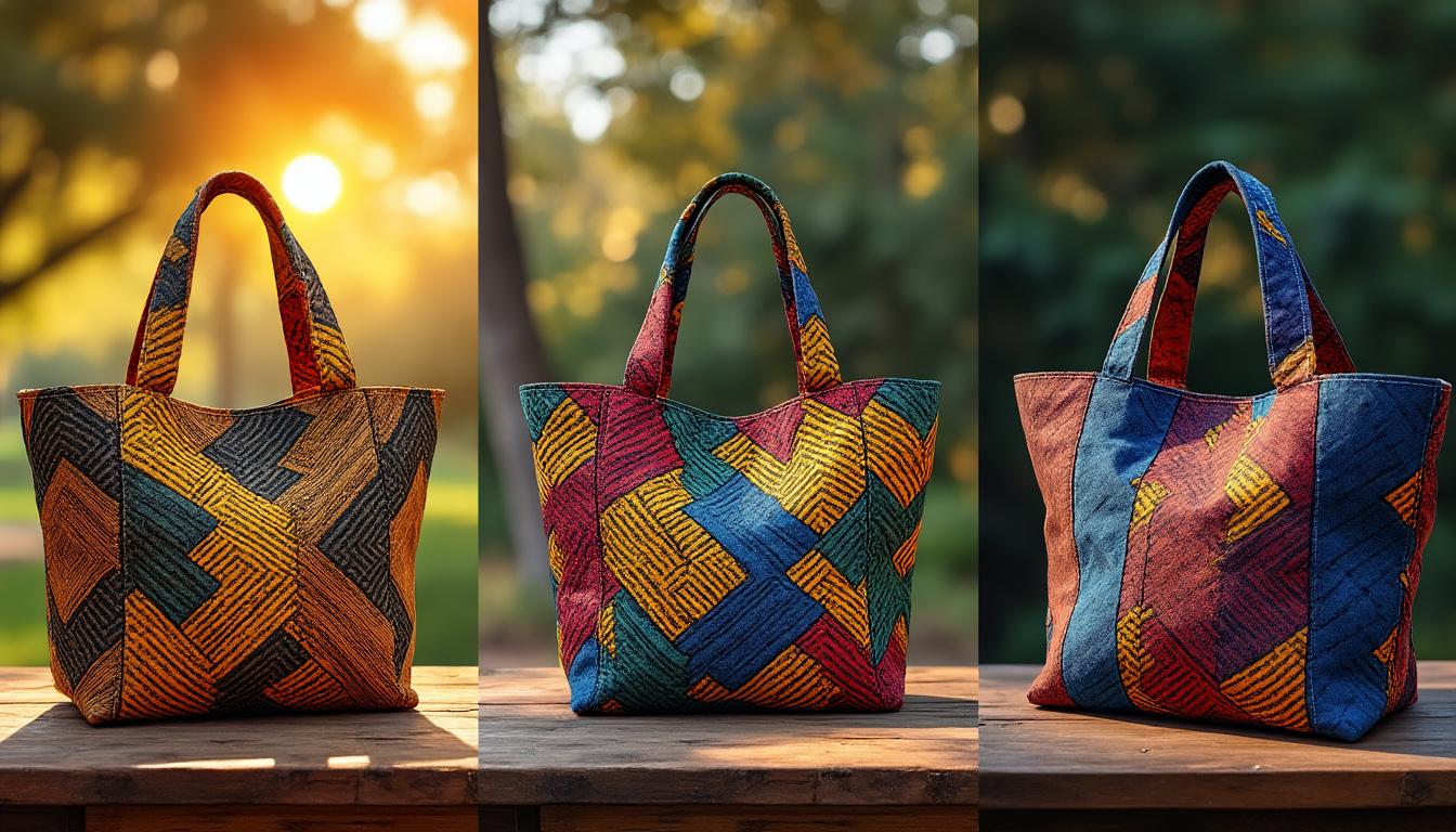 adoptez un sac cabas à motifs wax africains : pratique, tendance et original pour égayer votre quotidien, transporter vos affaires et affirmer votre style avec une touche d'exotisme.