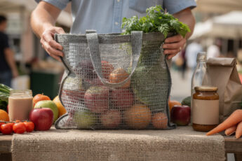 optez pour un sac cabas en filet recyclé, une solution écologique et durable pour vos courses quotidiennes, alliant praticité et respect de l'environnement.