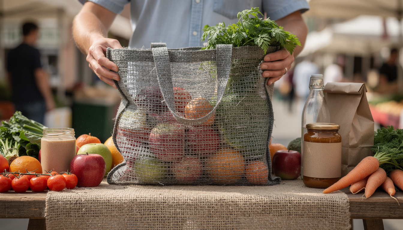 optez pour un sac cabas en filet recyclé, une solution écologique et durable pour vos courses quotidiennes, alliant praticité et respect de l'environnement.